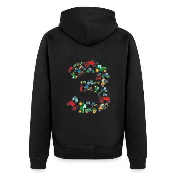 Traktorliebhaber Lustiges Traktorgeschenk - Unisex Premium Bio Zip Hoodie - Schwarz - Hinten - Nico (187cm)