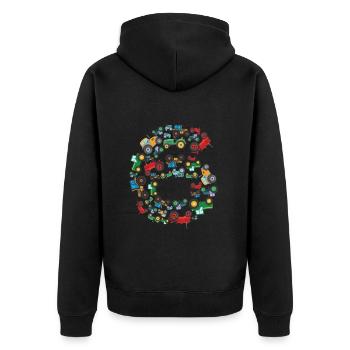 Traktorliebhaber Lustiges Traktorgeschenk - Unisex Premium Bio Zip Hoodie - Schwarz - Hinten - Nico (187cm)