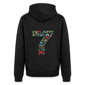 Traktorliebhaber Lustiges Traktorgeschenk - Unisex Premium Bio Zip Hoodie - Schwarz - Hinten - Nico (187cm)