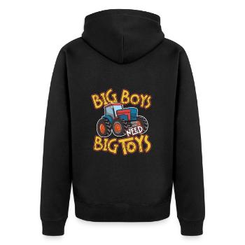 Traktorliebhaber Lustiges Traktorgeschenk - Unisex Premium Bio Zip Hoodie - Schwarz - Hinten - Nico (187cm)