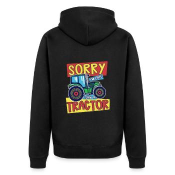 Traktorliebhaber Lustiges Traktorgeschenk - Unisex Premium Bio Zip Hoodie - Schwarz - Hinten - Nico (187cm)