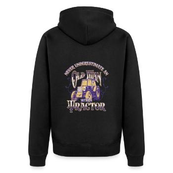 Traktorliebhaber Lustiges Traktorgeschenk - Unisex Premium Bio Zip Hoodie - Schwarz - Hinten - Nico (187cm)