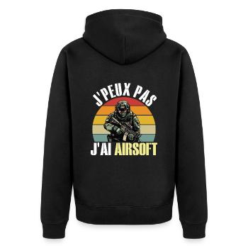 Je Peux Pas J'Ai Airsoft Humour Airsofteur - Veste à capuche bio Premium Unisexe - noir - Dos - Nico (187cm)