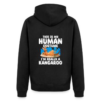 känguru - Unisex Premium Bio Zip Hoodie - Schwarz - Hinten - Nico (187cm)