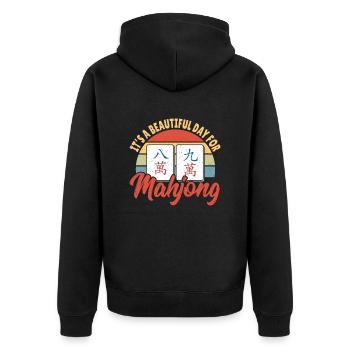 Cadeau pour les fans de Mahjong - Veste à capuche bio Premium Unisexe - noir - Dos - Nico (187cm)