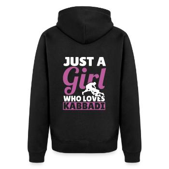 Geschenk für Kabaddi Liebhaber - Unisex Premium Bio Zip Hoodie - Schwarz - Hinten - Nico (187cm)