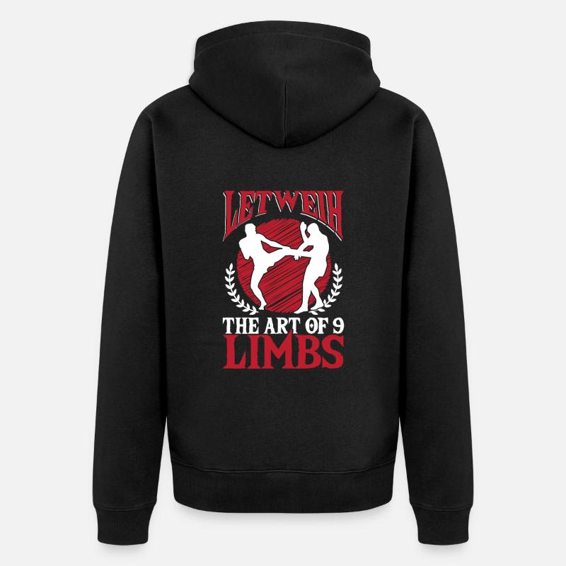 Lethwei Burmese Gift - Unisex Premium Organic Zip Hoodie - black