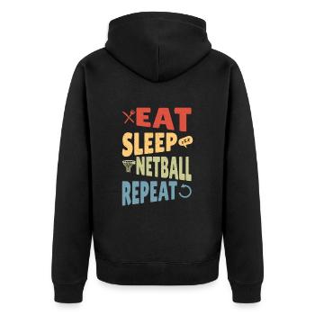 Love Netball Netball Player Gift - Unisex Premium Organic Zip Hoodie - black - Back - Nico (187cm)