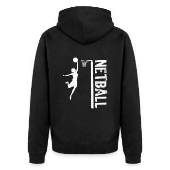 Love Netball Netball Player Gift - Unisex Premium Organic Zip Hoodie - black - Back - Nico (187cm)
