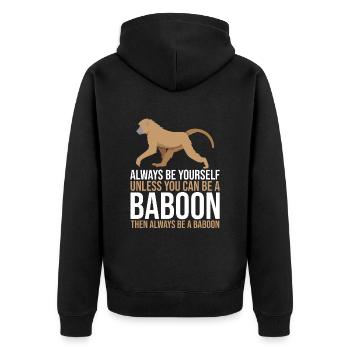 Cadeau pour les amoureux des babouins - Veste à capuche bio Premium Unisexe - noir - Dos - Nico (187cm)