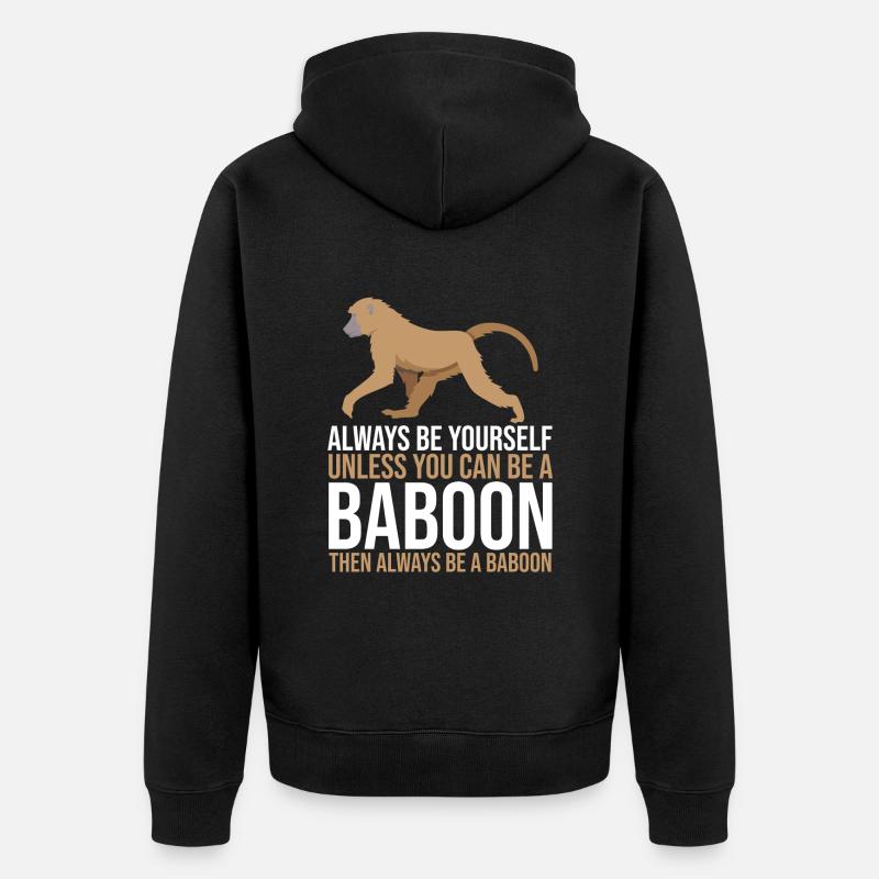 Gift for baboon lover - Unisex Premium Organic Zip Hoodie - black