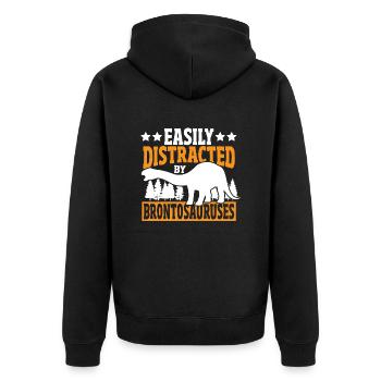 Brontosaurus Dino Gift - Unisex Premium Organic Zip Hoodie - black - Back - Nico (187cm)