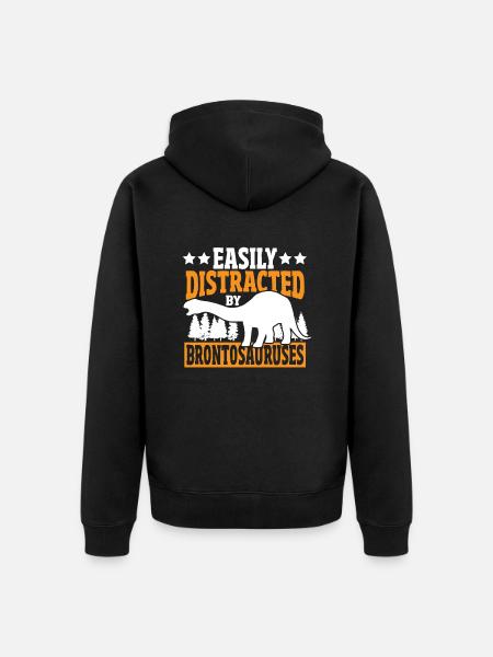 Brontosaurus Dino Gift - Unisex Premium Organic Zip Hoodie - black