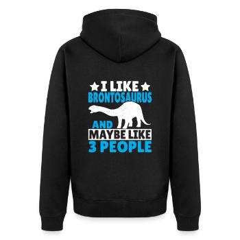 Brontosaurus Dino Gift - Unisex Premium Organic Zip Hoodie - black - Back - Nico (187cm)