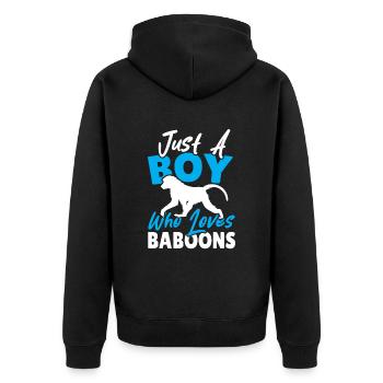 Cadeau pour les amoureux des babouins - Veste à capuche bio Premium Unisexe - noir - Dos - Nico (187cm)