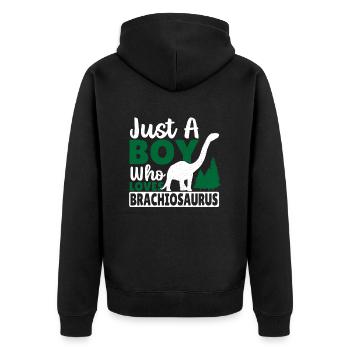 Brachiosaurus Dinosaur Gift - Unisex Premium Organic Zip Hoodie - black - Back - Nico (187cm)