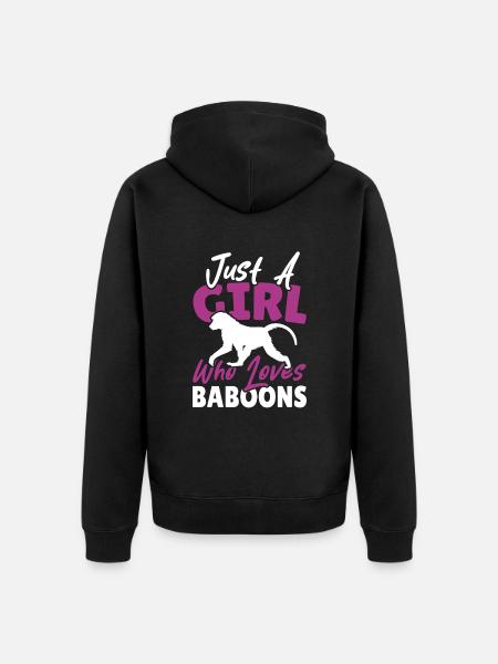 Gift for baboon lover - Unisex Premium Organic Zip Hoodie - black
