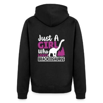 Juste une fille qui aime Brachiosaurus - Veste à capuche bio Premium Unisexe - noir - Dos - Nico (187cm)