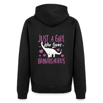 Brontosaurus Dino Gift - Unisex Premium Organic Zip Hoodie - black - Back - Nico (187cm)