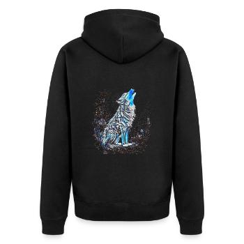 Niedliches Polarfuchs-Geschenk - Unisex Premium Bio Zip Hoodie - Schwarz - Hinten - Nico (187cm)