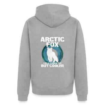 Cadeau mignon renard arctique - Veste à capuche bio Premium Unisexe - gris chiné - Dos - Nico (187cm)