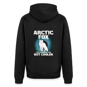 Niedliches Polarfuchs-Geschenk - Unisex Premium Bio Zip Hoodie - Schwarz - Hinten - Nico (187cm)