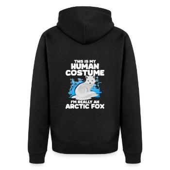 Niedliches Polarfuchs-Geschenk - Unisex Premium Bio Zip Hoodie - Schwarz - Hinten - Nico (187cm)