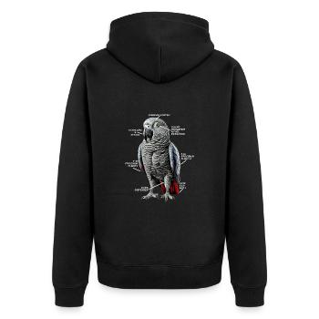 Cadeau de perroquet gris africain - Veste à capuche bio Premium Unisexe - noir - Dos - Nico (187cm)