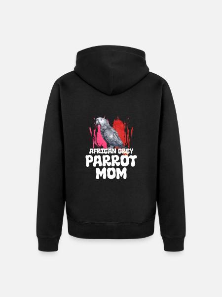 African Grey Parrot Gift - Unisex Premium Organic Zip Hoodie - black