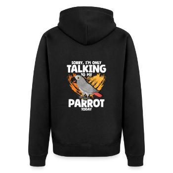 Cadeau de perroquet gris africain - Veste à capuche bio Premium Unisexe - noir - Dos - Nico (187cm)