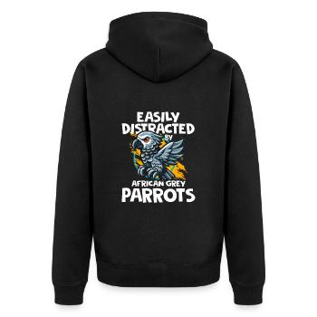 Cadeau de perroquet gris africain africain - Veste à capuche bio Premium Unisexe - noir - Dos - Nico (187cm)