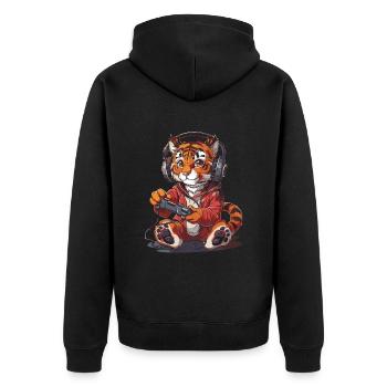 Bengalisches Videospiel - Unisex Premium Bio Zip Hoodie - Schwarz - Hinten - Nico (187cm)
