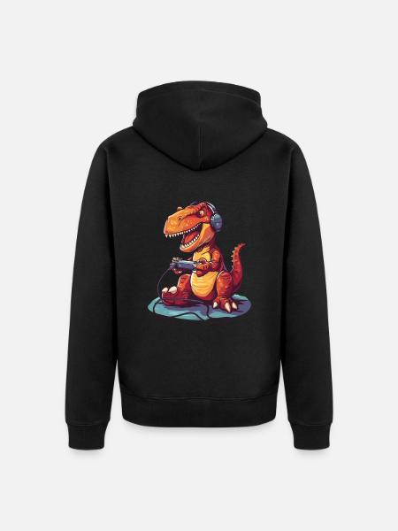 Dinosaur Video Game - Unisex Premium Organic Zip Hoodie - black
