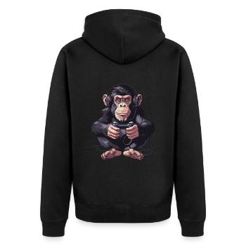 Jeu vidéo Chimpanzé - Veste à capuche bio Premium Unisexe - noir - Dos - Nico (187cm)