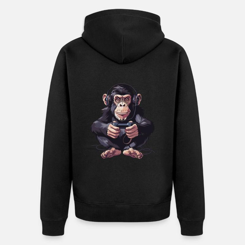 Jeu vidéo Chimpanzé - Veste à capuche bio Premium Unisexe - noir