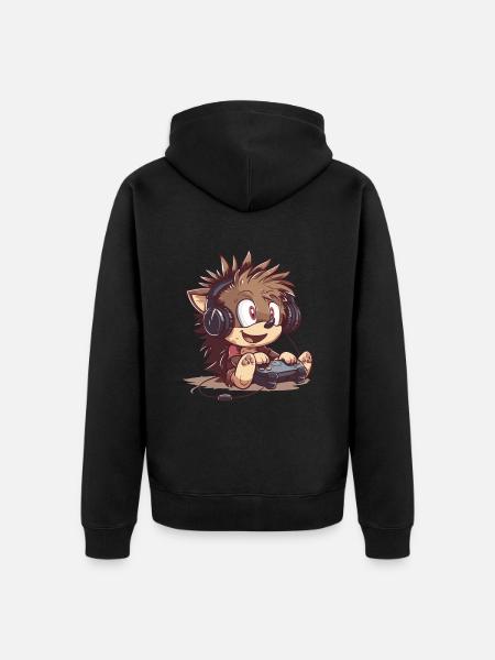 Hedgehog Video Game - Unisex Premium Organic Zip Hoodie - black