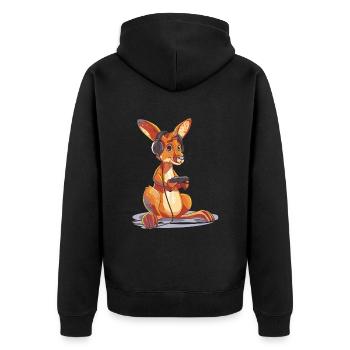 Kangaroo Video Game - Unisex Premium Organic Zip Hoodie - black - Back - Nico (187cm)