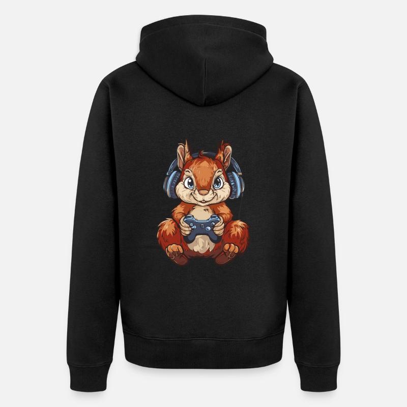 Eichhörnchen Videospiel - Unisex Premium Bio Zip Hoodie - Schwarz