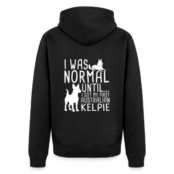 Kelpie Dog Gift - Unisex Premium Organic Zip Hoodie - black - Back - Nico (187cm)