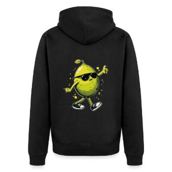 Lime - Unisex Premium Organic Zip Hoodie - black - Back - Nico (187cm)