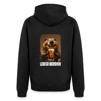 Delicious Beer Beaver - Unisex Premium Organic Zip Hoodie - black - Back - Nico (187cm)