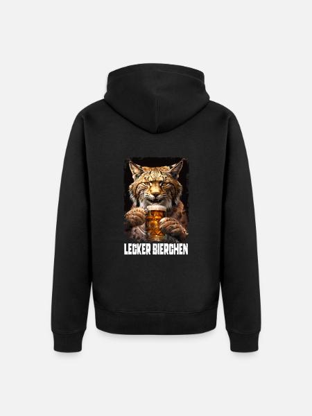 Delicious Beer Bobcat - Unisex Premium Organic Zip Hoodie - black