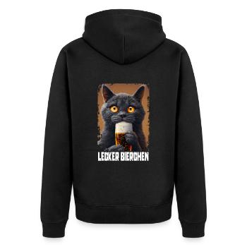 Lecker Bierchen Bussian Blue - Unisex Premium Bio Zip Hoodie - Schwarz - Hinten - Nico (187cm)