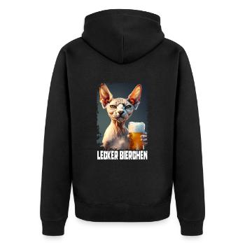 Sphynx à la bière délicieuse - Veste à capuche bio Premium Unisexe - noir - Dos - Nico (187cm)