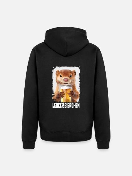 Delicious Beer Weasel - Unisex Premium Organic Zip Hoodie - black