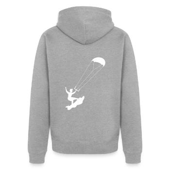 Kitesurf - Veste à capuche bio Premium Unisexe - gris chiné - Dos - Nico (187cm)