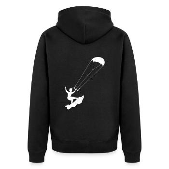 Kitesurfing - Unisex Premium Bio Zip Hoodie - Schwarz - Hinten - Nico (187cm)