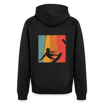 Kitesurfing - Unisex Premium Bio Zip Hoodie - Schwarz - Hinten - Nico (187cm)