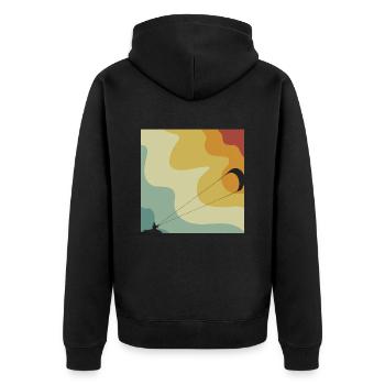 Kitesurfing - Unisex Premium Bio Zip Hoodie - Schwarz - Hinten - Nico (187cm)