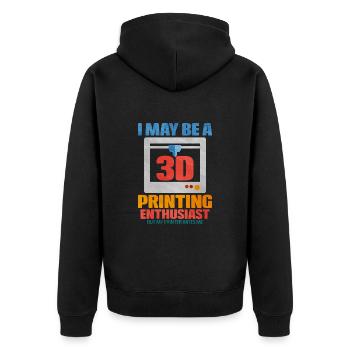 3D Printing - Unisex Premium Organic Zip Hoodie - black - Back - Nico (187cm)